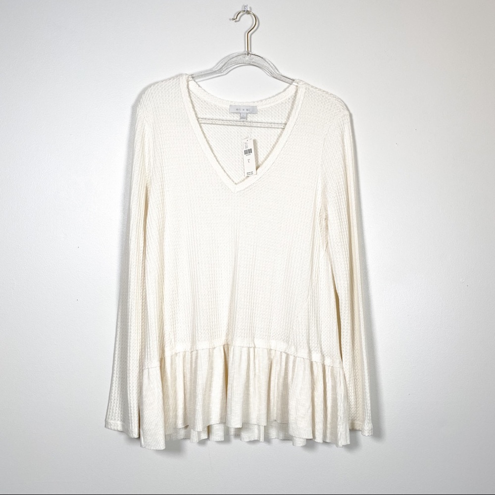 Anthropologie Tallie Peplum Waffle Top L